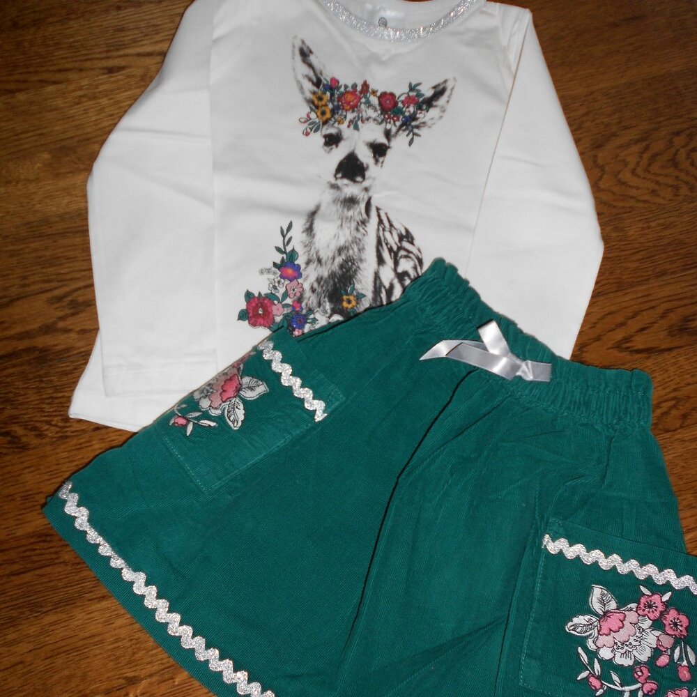 Hanna Andersson Long Sleeve Shirt and Corduroy Skirt Set